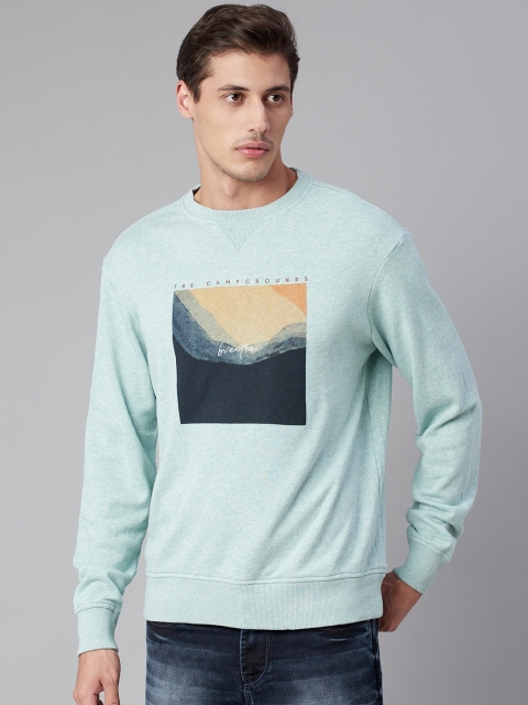 

Marks & Spencer Men Turquoise Blue Printed Sweatshirt