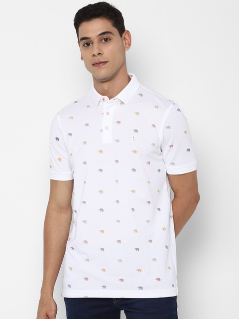 

SIMON CARTER LONDON Men White Printed Polo Collar Slim Fit T-shirt