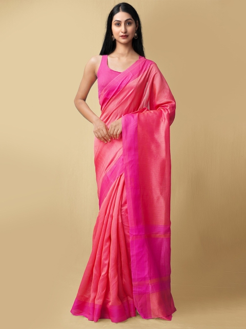 

Unnati Silks Pink Woven Design Silk Cotton Mysore Silk Saree