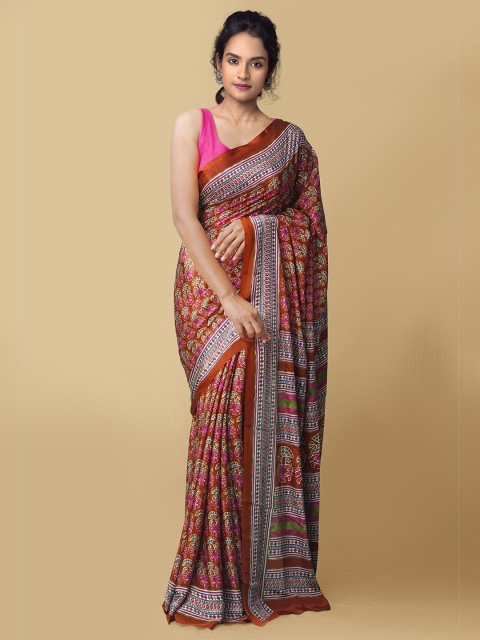 

Unnati Silks Women Red & Pink Printed Crepe Art Silk Saree