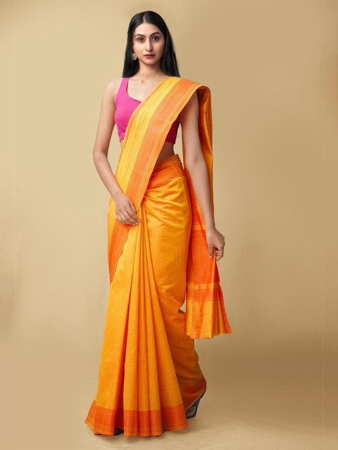

Unnati Silks Women Yellow & Orange Mysore Sico Saree