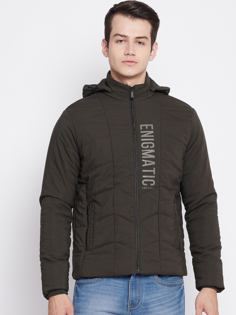 

Octave Men Olive Green Hooded Quilted Jacket