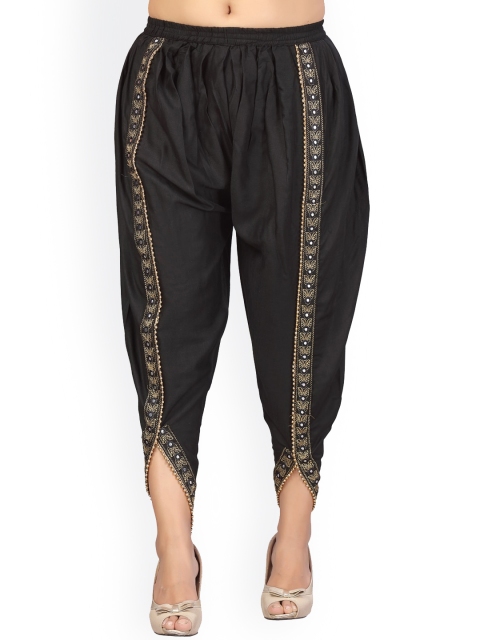 

Aarika Women Black & Gold-Coloured Printed Cotton Dhoti Pants