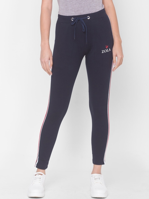 

ZOLA Women Navy Blue Solid Straight-Fit Cotton Track Pants
