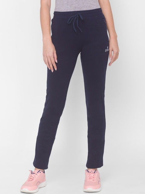 

ZOLA Women Navy Blue Solid Straight-Fit Track Pants
