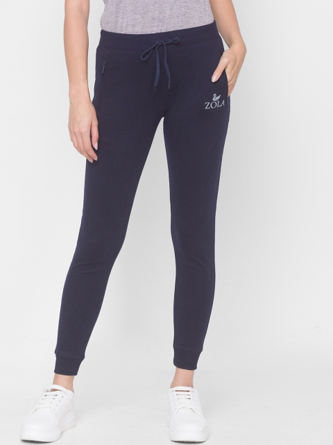 

ZOLA Women Navy Blue Solid Straight-Fit Joggers