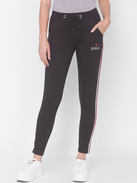 

ZOLA Women Black Solid Straight-Fit Track Pants