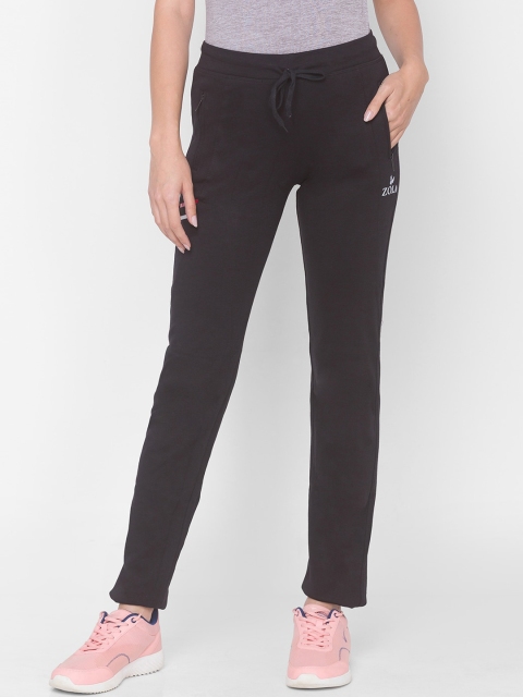 

ZOLA Women Black Solid Straight-Fit Track Pants