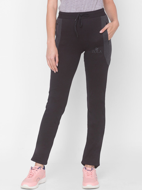 

ZOLA Women Black Solid Straight-Fit Track Pants