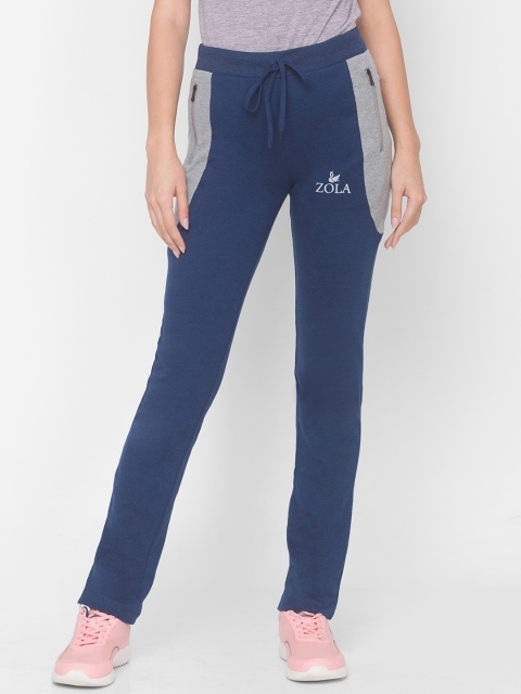 

ZOLA Women Blue Solid Straight-Fit Track Pants