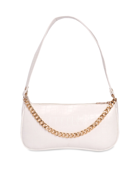 

Ratans White Animal Textured PU Structured Hobo Bag