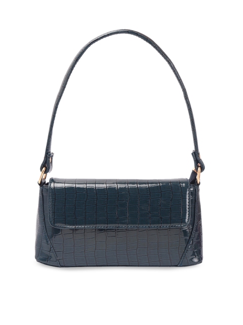 

Ratans Blue Animal Textured PU Structured Hobo Bag