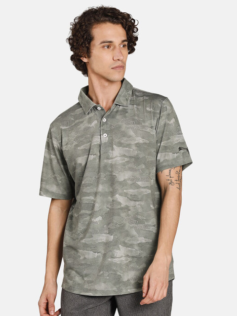 

Puma Men Green & Beige Solarised Camo dryCELL Polo Collar T-shirt