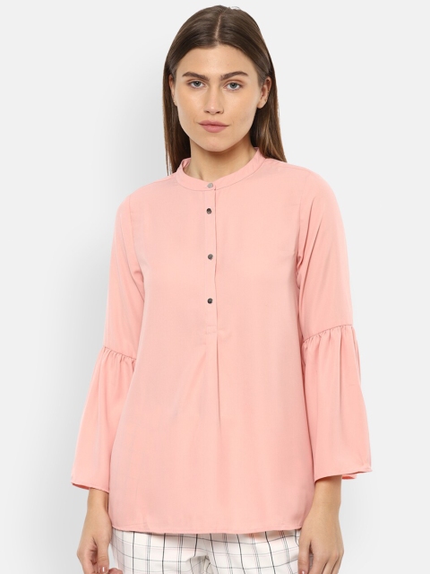 

Van Heusen Woman Pink Mandarin Collar Regular Top