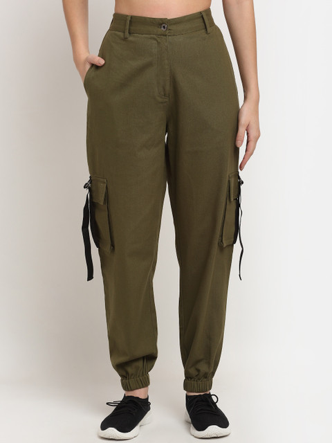 

NEUDIS Women Green Relaxed Loose Fit Joggers Trousers