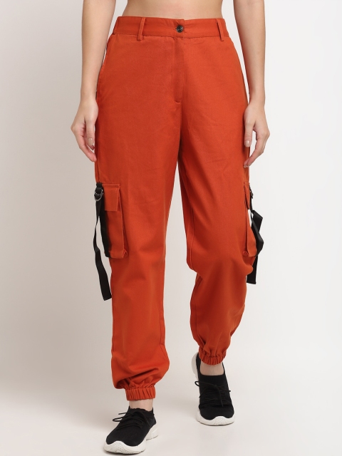 

NEUDIS Women Orange Relaxed Loose Fit Joggers Trousers