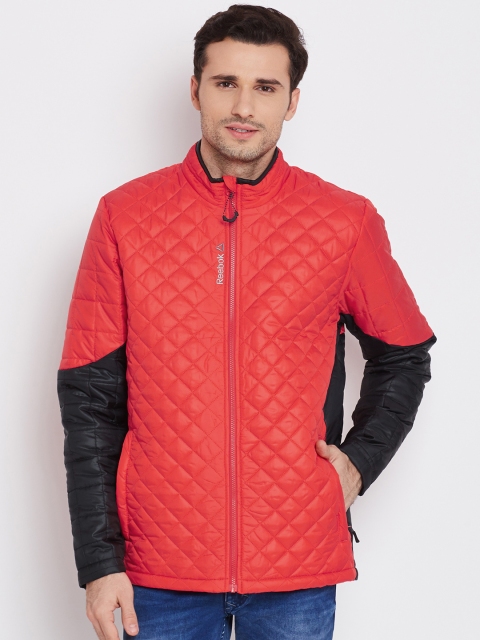 

Reebok Red & Black Colourblocked FTHR LITE Quilted Jacket