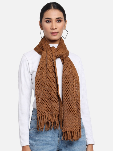 

Vastraa Fusion Women Mustard Brown Woven Design Woollen Stole