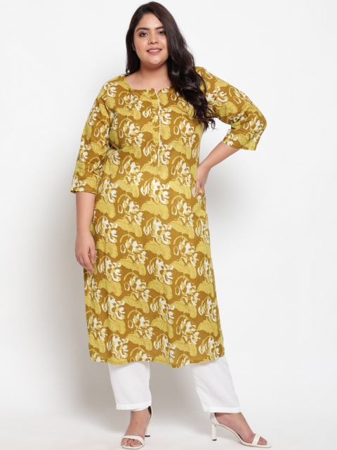 

Amydus Women Brown & Yellow Floral Printed Kurta