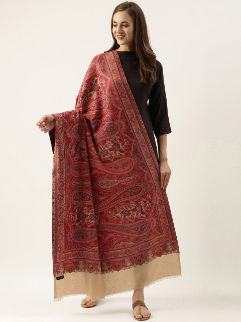 

Pashmoda Women Red Woven Design Jamawar Shawl