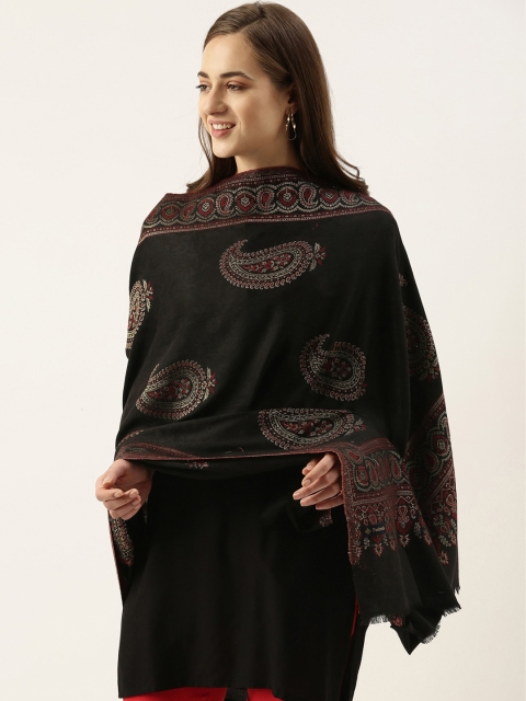 

Pashmoda Women Black & Red Woven Design Shawl