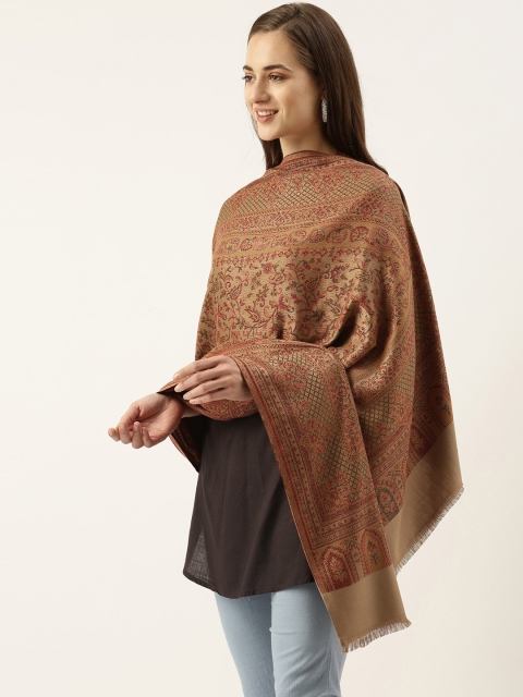 

Pashmoda Women Beige & Red Woven Design Shawl