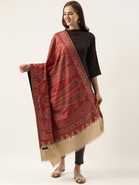 

Pashmoda Women Red Woven Design Jamawar Shawl