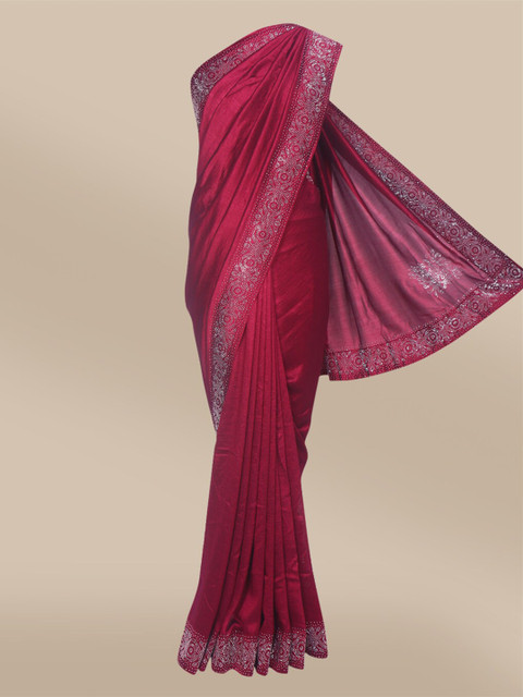 

The Chennai Silks Violet & White Beads and Stones Saree