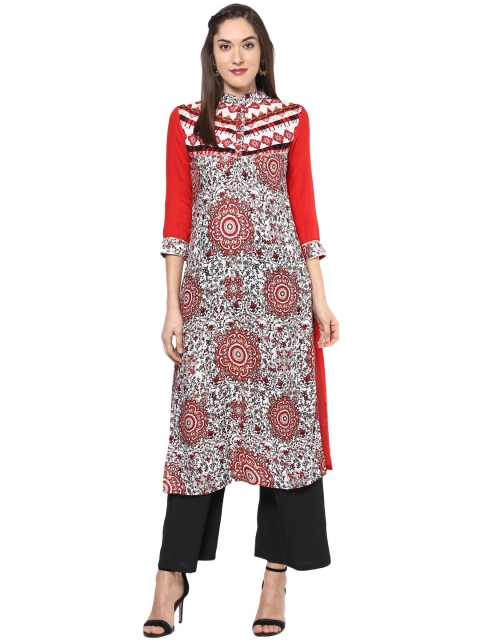 

StyleStone Women Red & Black Printed Pure Cotton Kurta