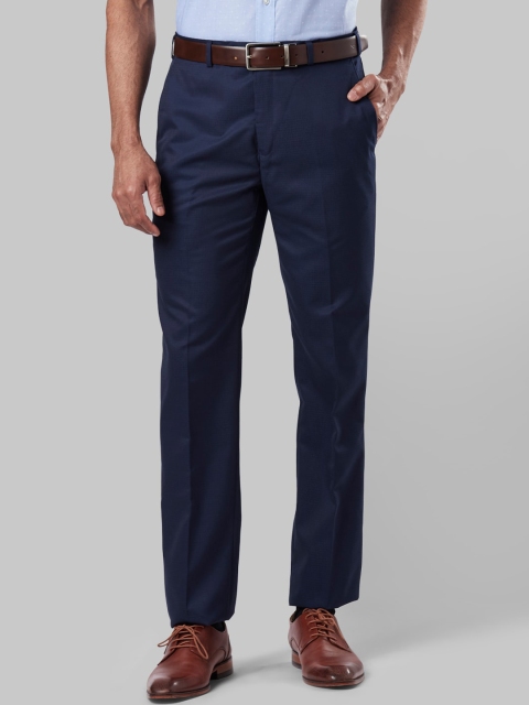 

Raymond Men Blue Textured Formal Trousers