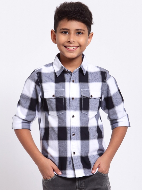 

Pepe Jeans Boys Black & White Opaque Checked Cotton Casual Shirt