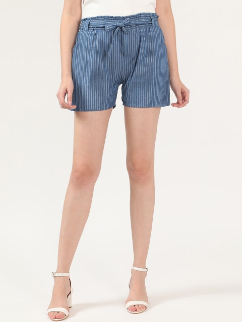 

V2 Value & Variety Women Navy Blue Striped Regular Shorts