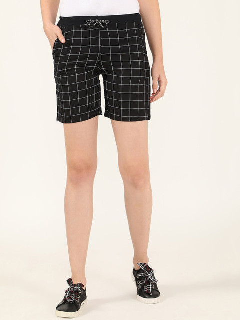 

V2 Value & Variety Women Black Checked Regular Shorts