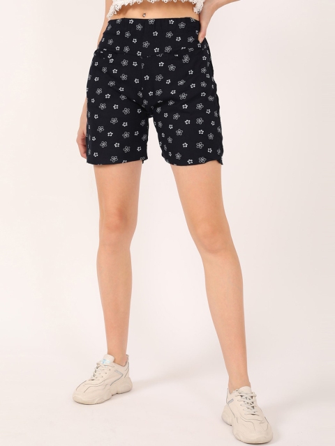 

V2 Value & Variety Women Navy Blue & White Floral Printed Hot Pants