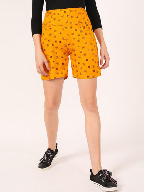 

V2 Value & Variety Women Mustard Printed Regular Shorts