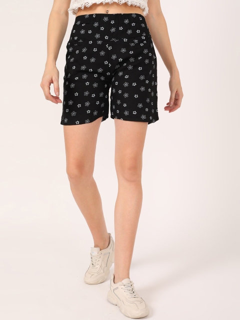 

V2 Value & Variety Women Black Floral Printed Hot Pants Shorts