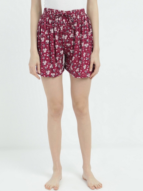 

V2 Value & Variety Women Maroon Floral Printed Regular Shorts