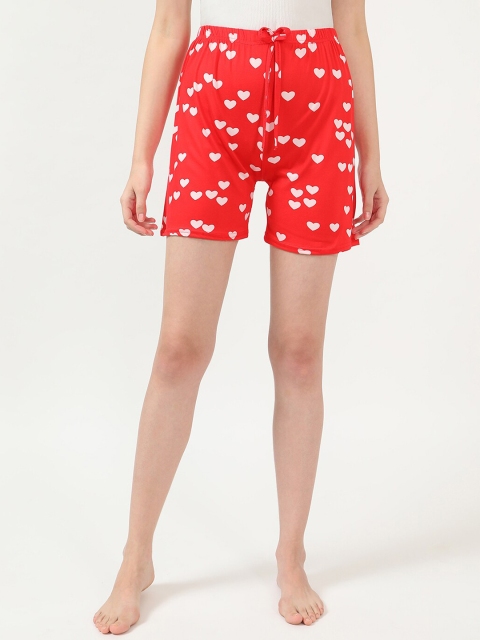 

V2 Value & Variety Women Red & White Heart Printed Regular Shorts