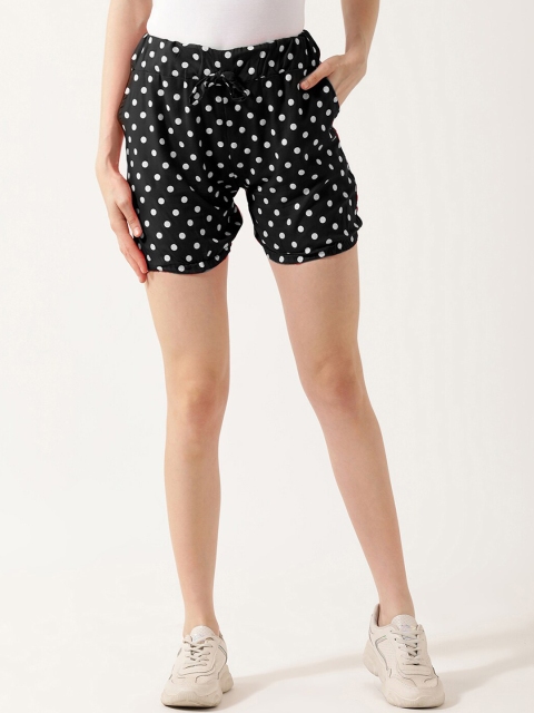 

V2 Value & Variety Women Black & White Polka Dot Printed Regular Shorts
