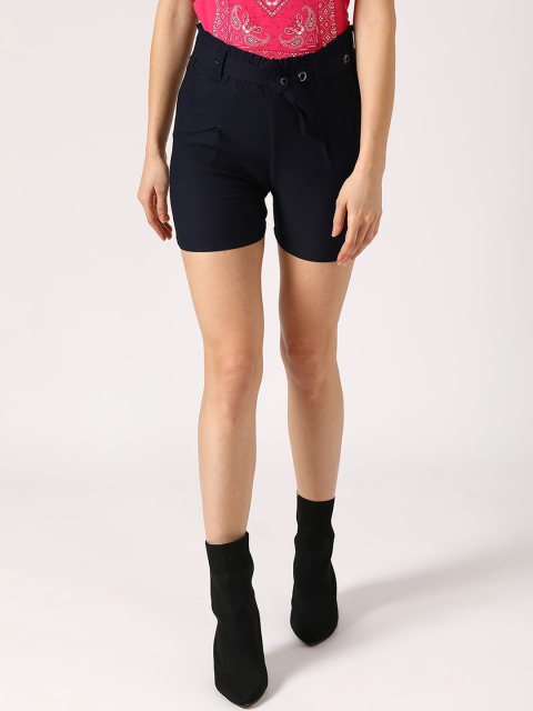 

V2 Value & Variety Women Navy Blue Denim Shorts With Belt