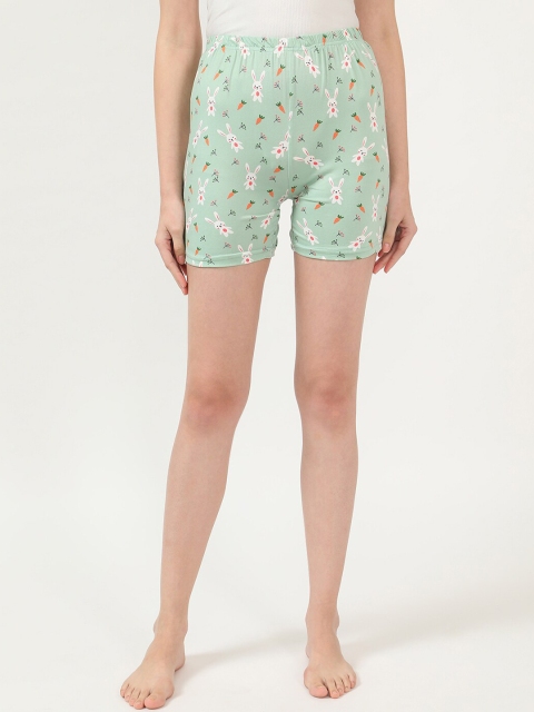 

V2 Value & Variety Women Sea Green & Orange Conversational Printed Regular Shorts