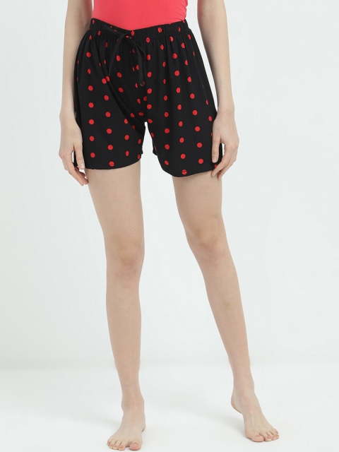 

V2 Value & Variety Women Black & Red Polka Dot Printed Regular Shorts