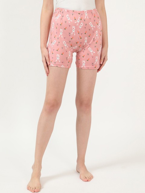 

V2 Value & Variety Women Peach-Coloured & White Conversational Printed Regular Shorts