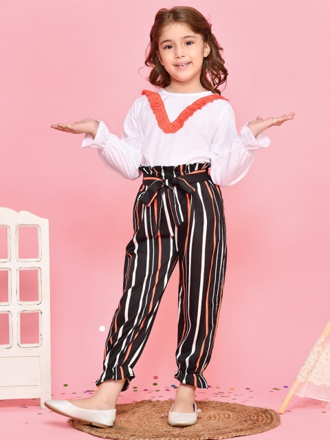 

LilPicks Girls White & Black Top with Trousers