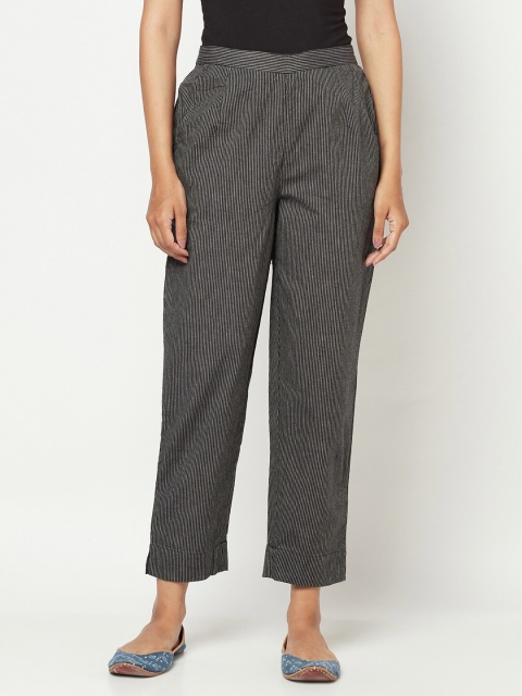 

Fabindia Women Black & White Striped Palazzos