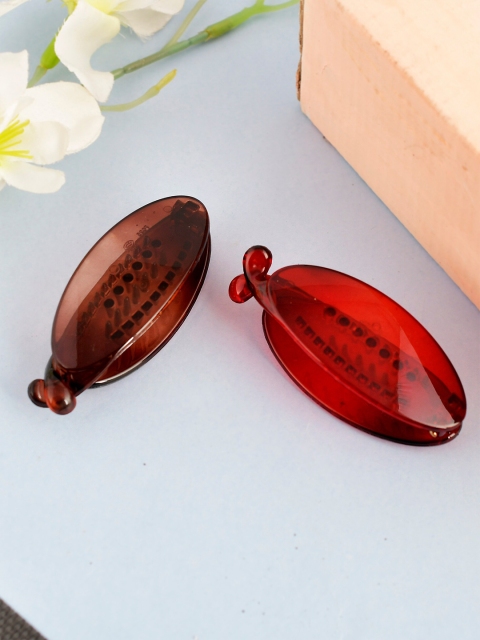 

Silvermerc Designs Women Set of 2 Red & Brown Banana Hair Clips