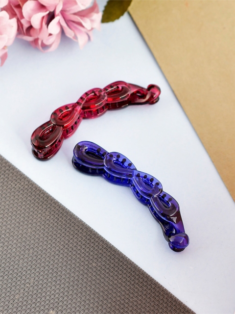 

Silvermerc Designs Women Pink & Blue Set of 2 Spiral Banana Clip