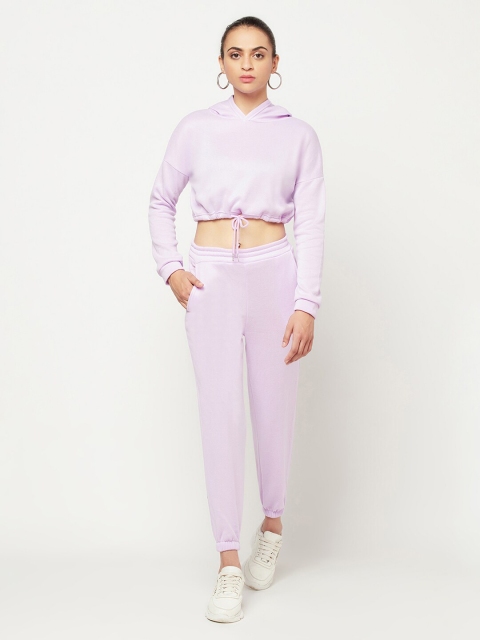 

iki chic Women Purple Hooded Sweatshirt with Joggers