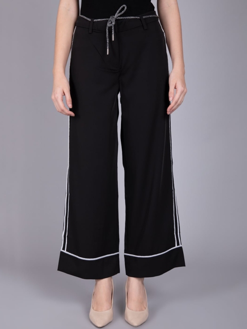 

CAMLA Women Black Straight Fit Parallel Trousers