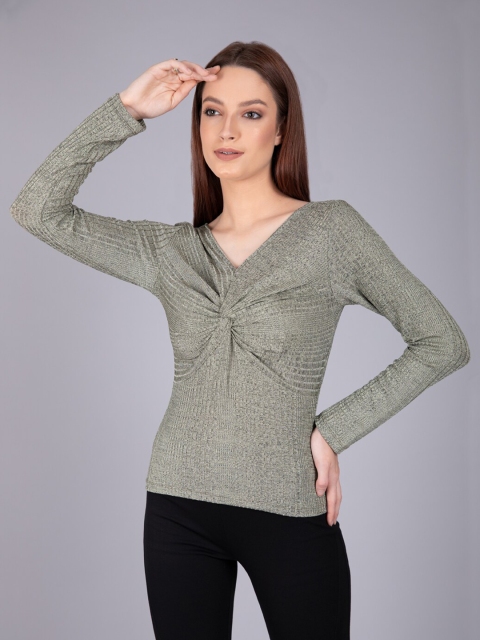 

CAMLA Grey Self Design Fitted Top